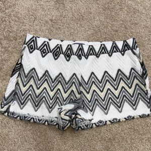Boom Boom Jeans Black and White Zigzag High Waist Shorts